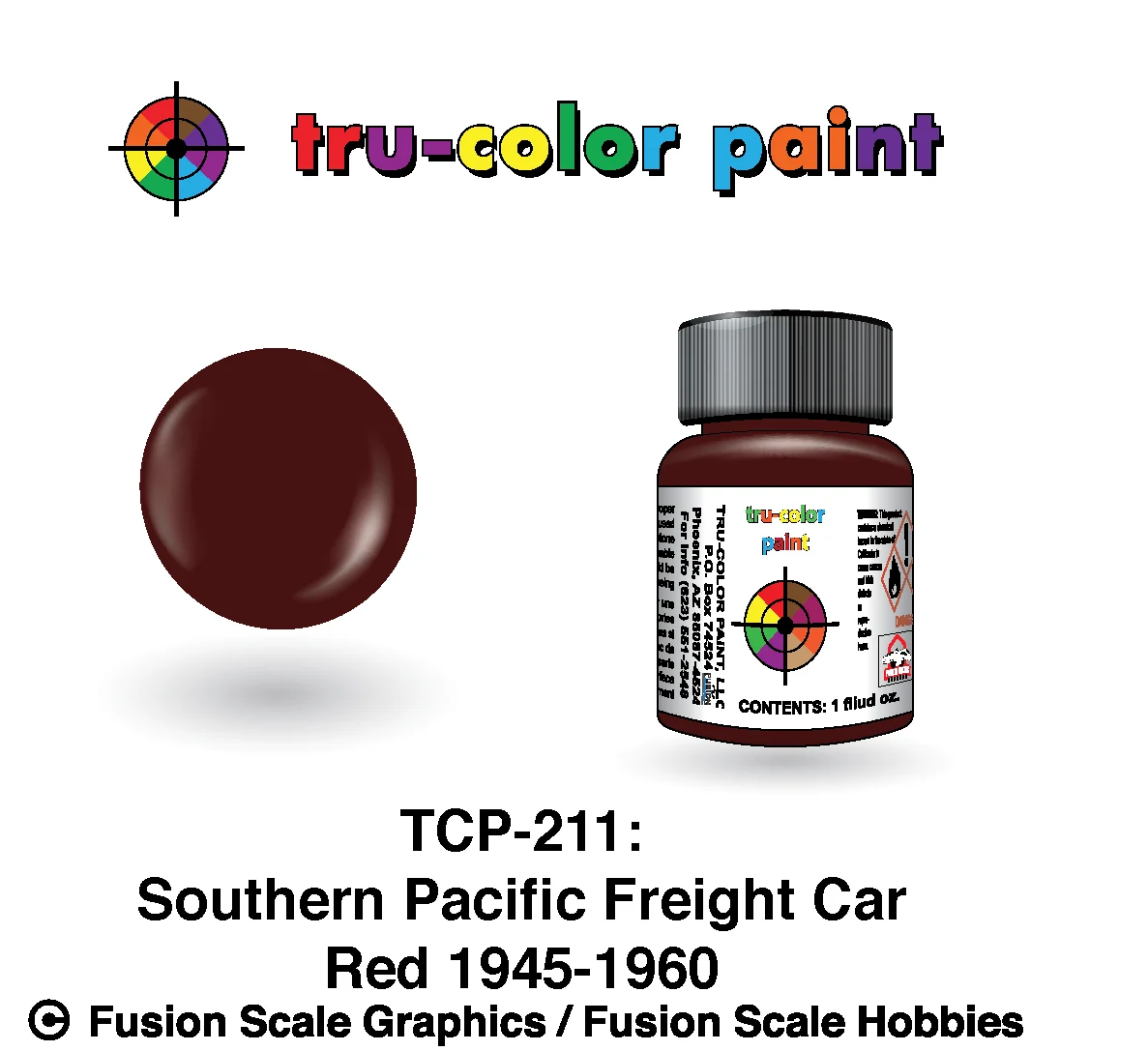 Tru Color Paint Southern Pacific '45-'50 Freight Car Red 1oz