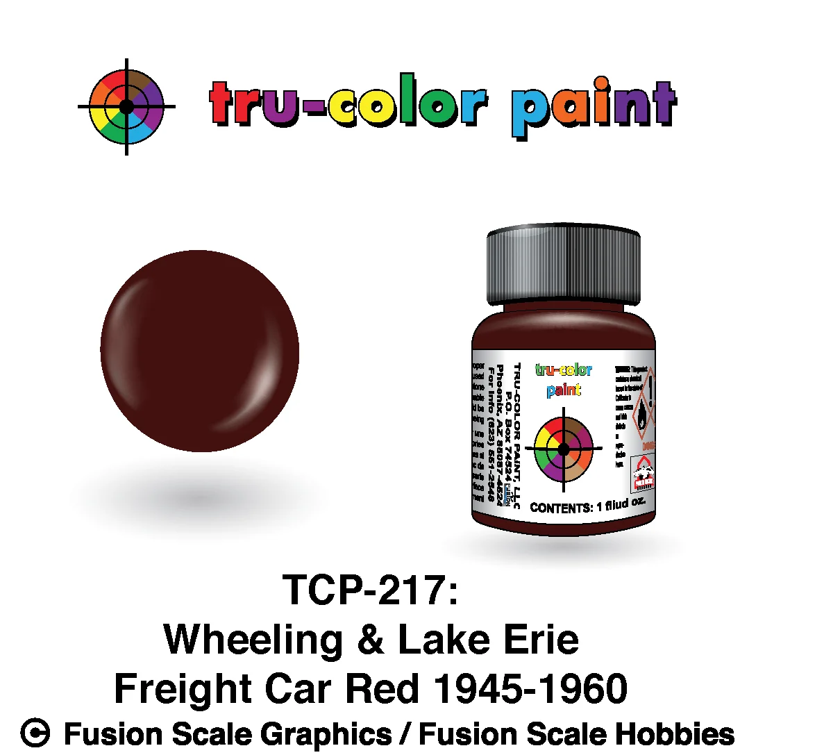Tru Color Paint Wheeling & Lake Erie '30-'50s Freight Car Red 1oz