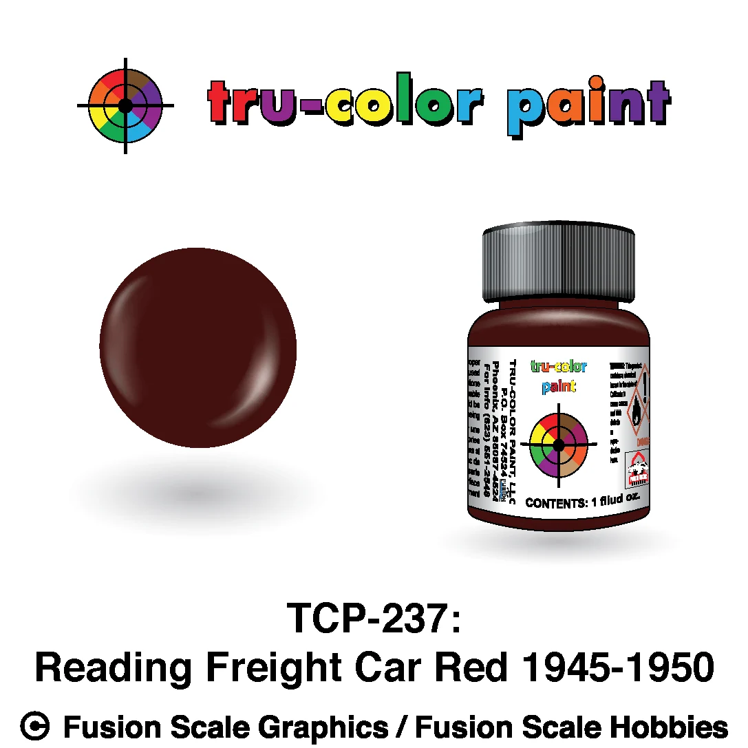 Tru Color Paint Reading '45-'50s Freight Car Red 1oz