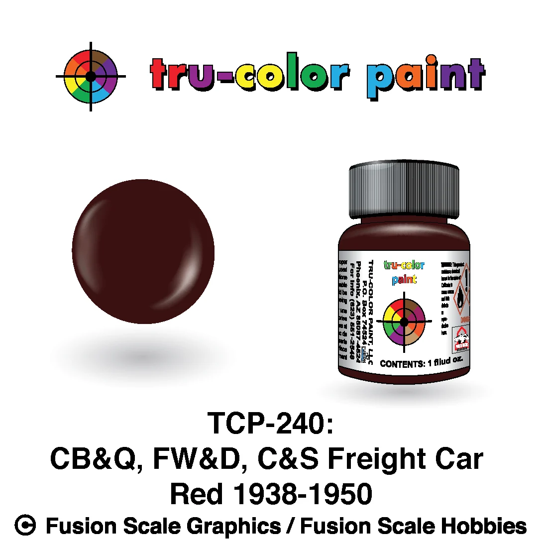 Tru Color Paint CB&Q, FW&D, C&S Freight Car Red 1oz