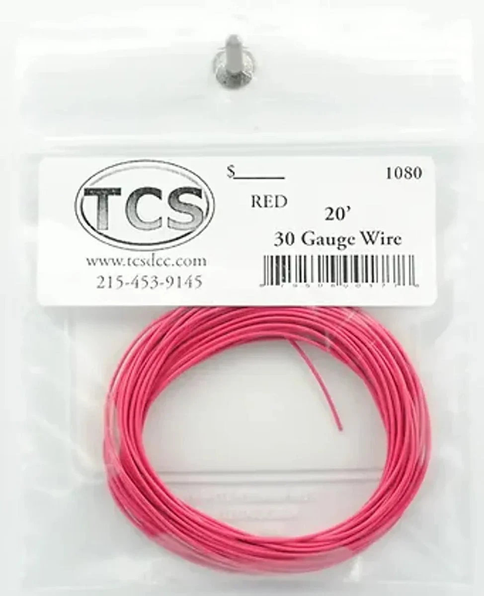 Train Control Systems 30 Gauge Wire - 20ft Red 1080