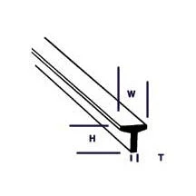 Plastruct 1/16" Polystyrene Tee (.062" or 1.6mm) 10" Length (10 per pack)