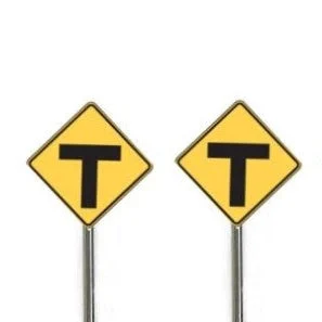 O Scale - T Intersection Sign - 2 Pack
