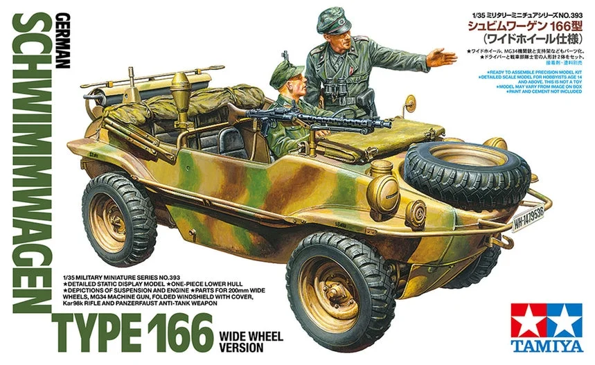 Tamiya 1/35 German Schwimmwagen Type 166 Wide Wheel Version - 35393