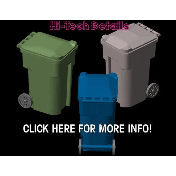 High Tech Details HO Black Yard Trash Cans (6)