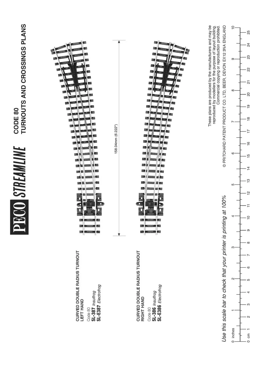 N Code 80 Curved Left Hand Turnout (Inside 18" & Outside 36" Radius) w/Electrified Frog (D) - Peco