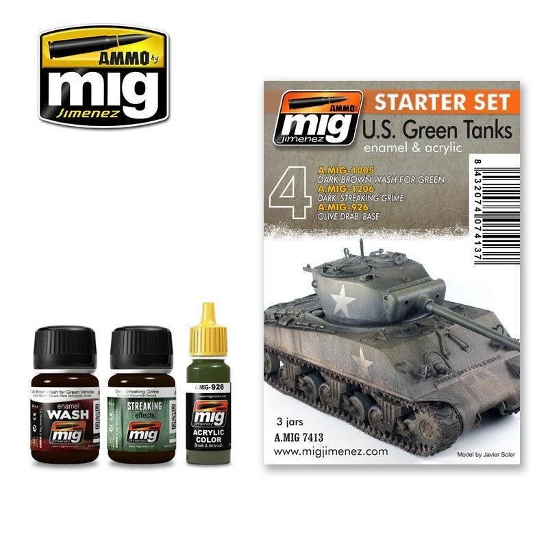 A.Mig-7413 US Green Tanks Starter Set