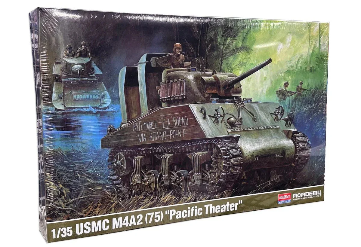 1/35 Academy USMC M4A2 (75) Pacific Theater Plastic Model Kit - Academy Models