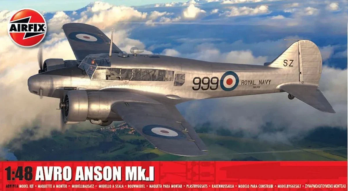 1/48 Airfix Avro Anson Mk.I RAF Reconnaissance Aircraft Plastic Model Kit