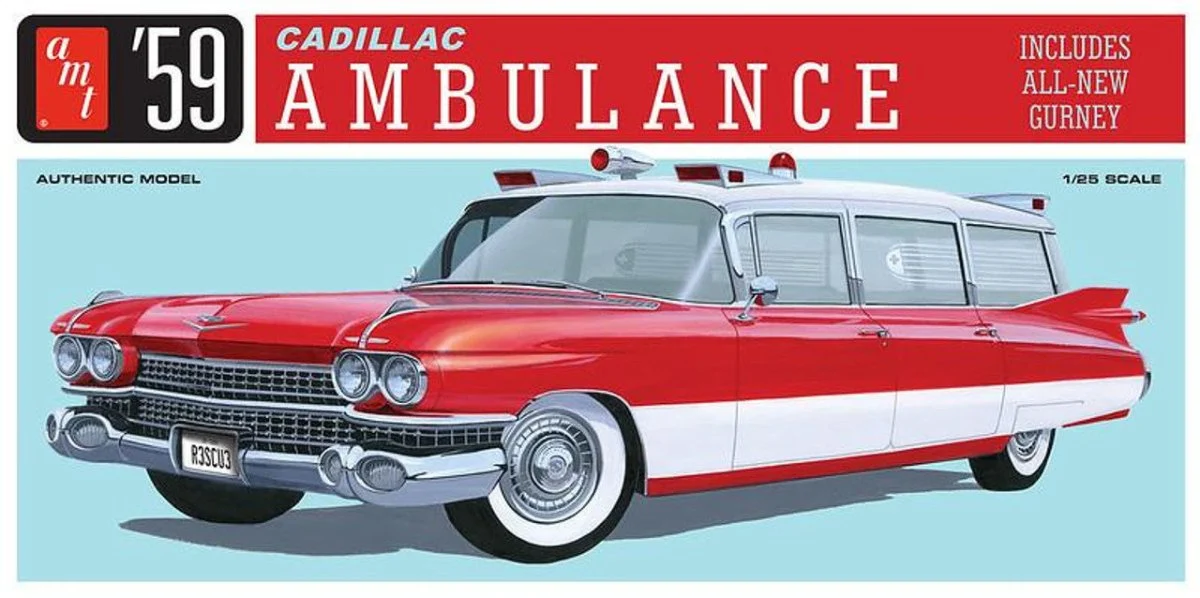 AMT 1/25 Cadillac Ambulance w/Gurney Plastic Model Kit