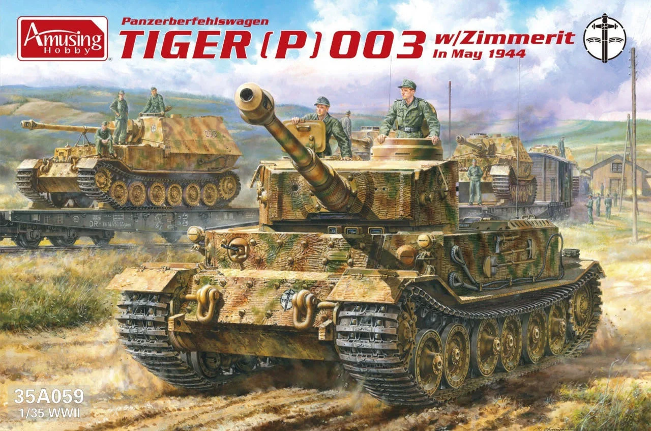 Amusing Hobby 1/35 Amusing Hobby Tiger (P) 003 w/Zimmerit May 1944 Plastic Model Kit