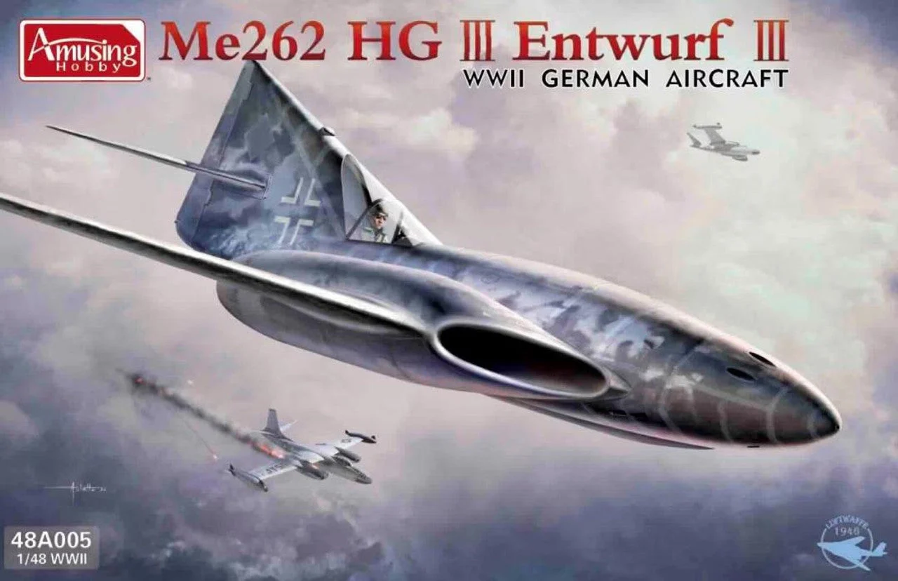 Amusing Hobby 1/48 Amusing Hobby ME262 HG III Entwurf III WWII German Aircraft Plastic Model Kit