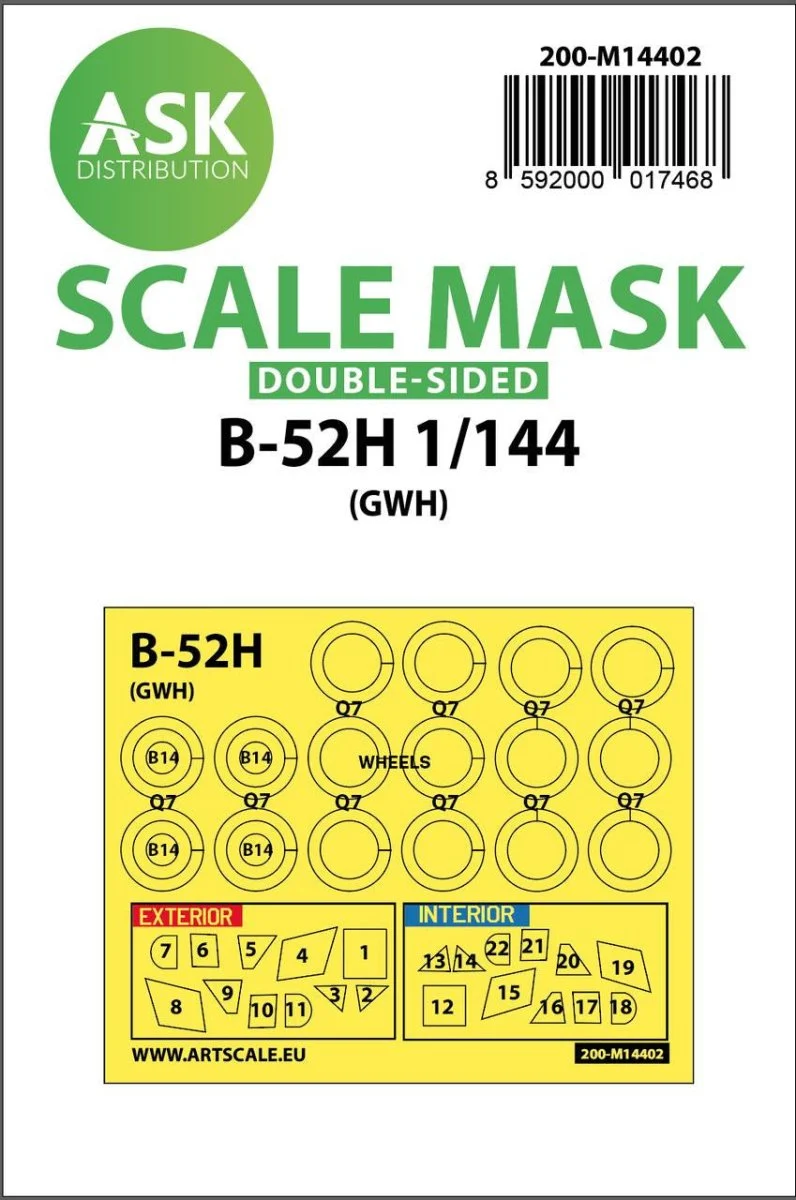 Art Scale 1/144 Art Scale B-52H double-sided painting mask for Great Wall Hobby