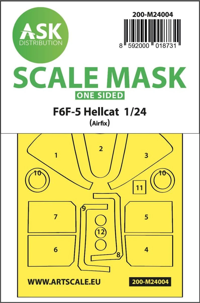Art Scale 1/24 Art Scale F6F-5 Hellcat one-sided express masks for Airfix