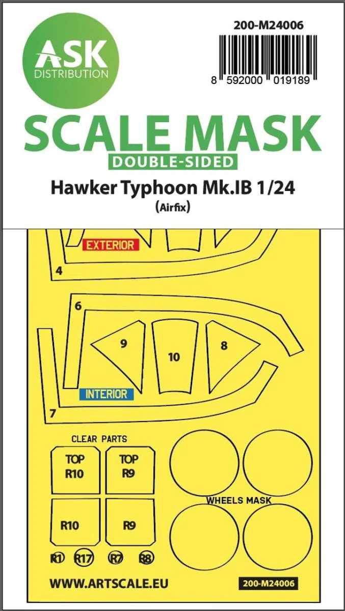 Art Scale 1/24 Art Scale Hawker Typhoon Mk.IB double-sided express masks for Airfix