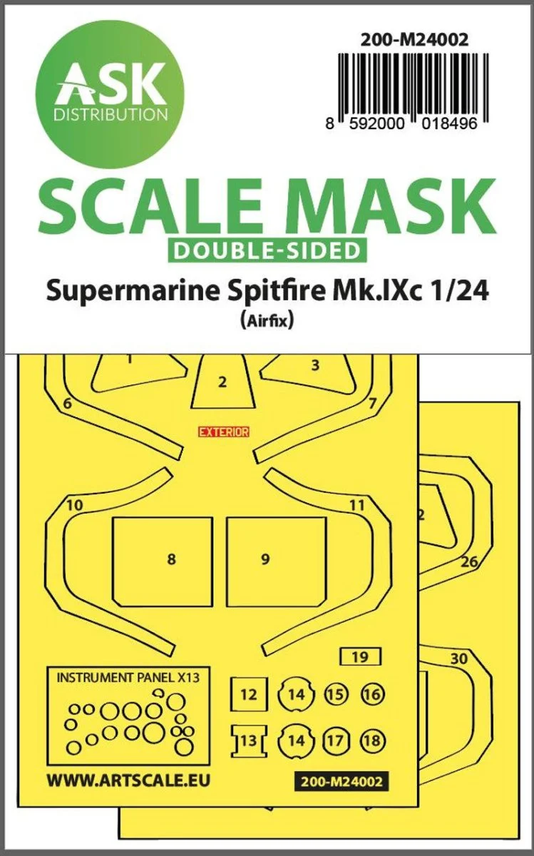 Art Scale 1/24 Art Scale Spitfire Mk.IX double-sided masks for Airfix