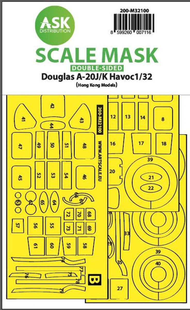 Art Scale 1/32 Art Scale A-20J/K Havoc double-sided express mas for HK Models
