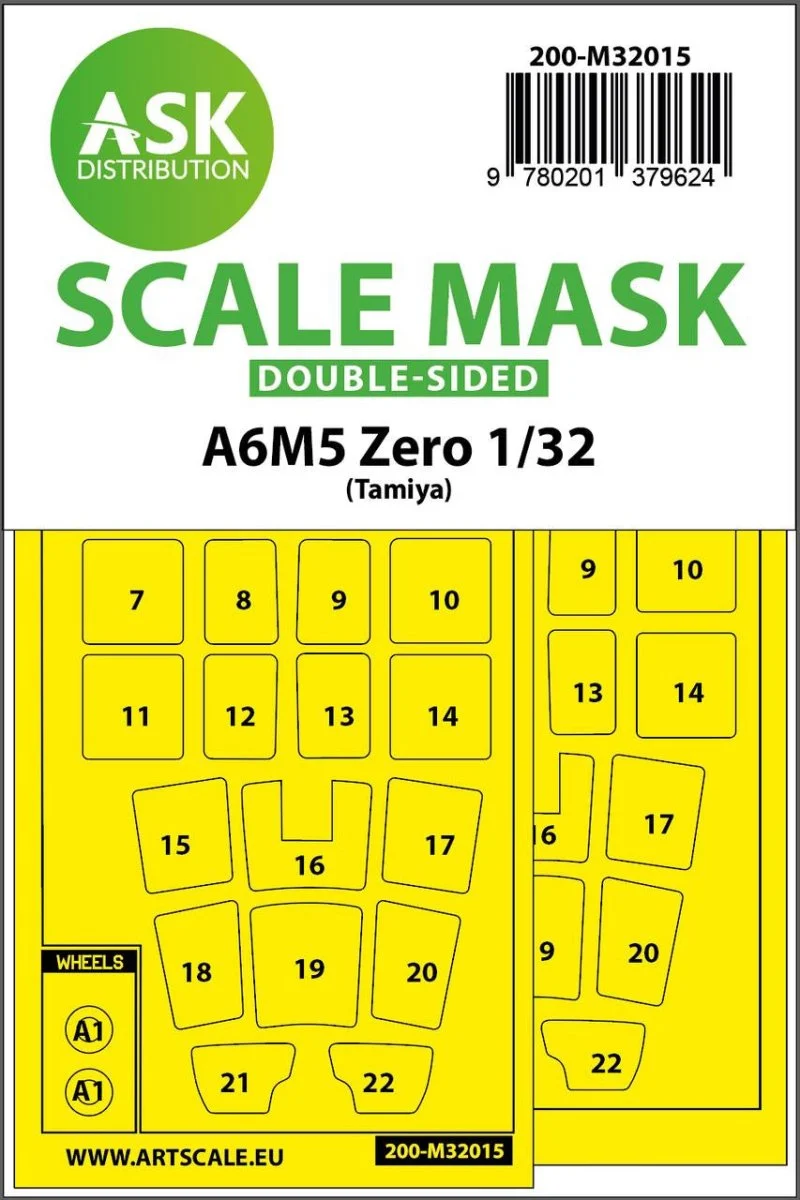 Art Scale 1/32 Art Scale A6M5 Zero double-sided express masks for Tamiya