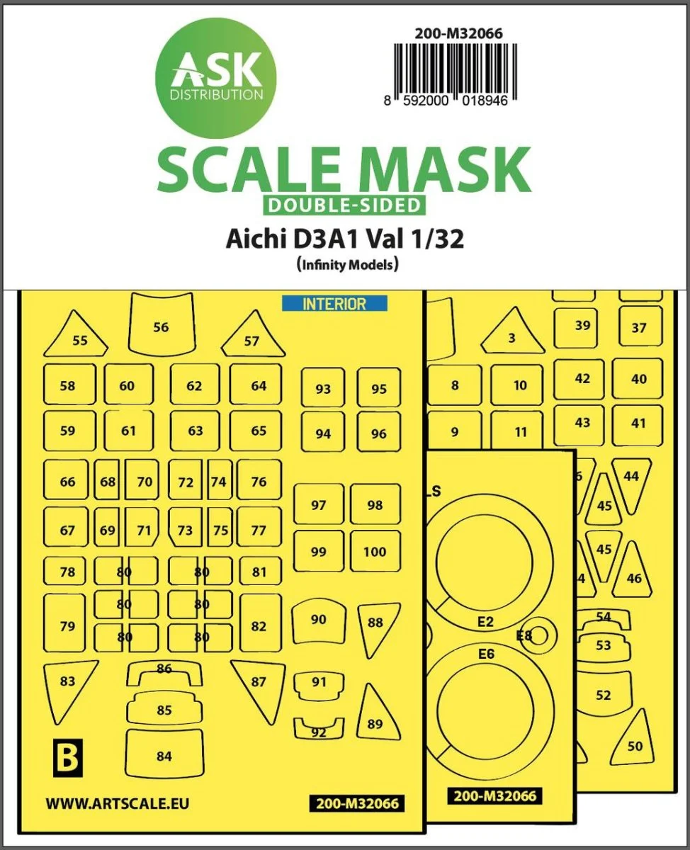 Art Scale 1/32 Art Scale Aichi D3A1 Val double-sided express self adhesive mask for Infinity 3206