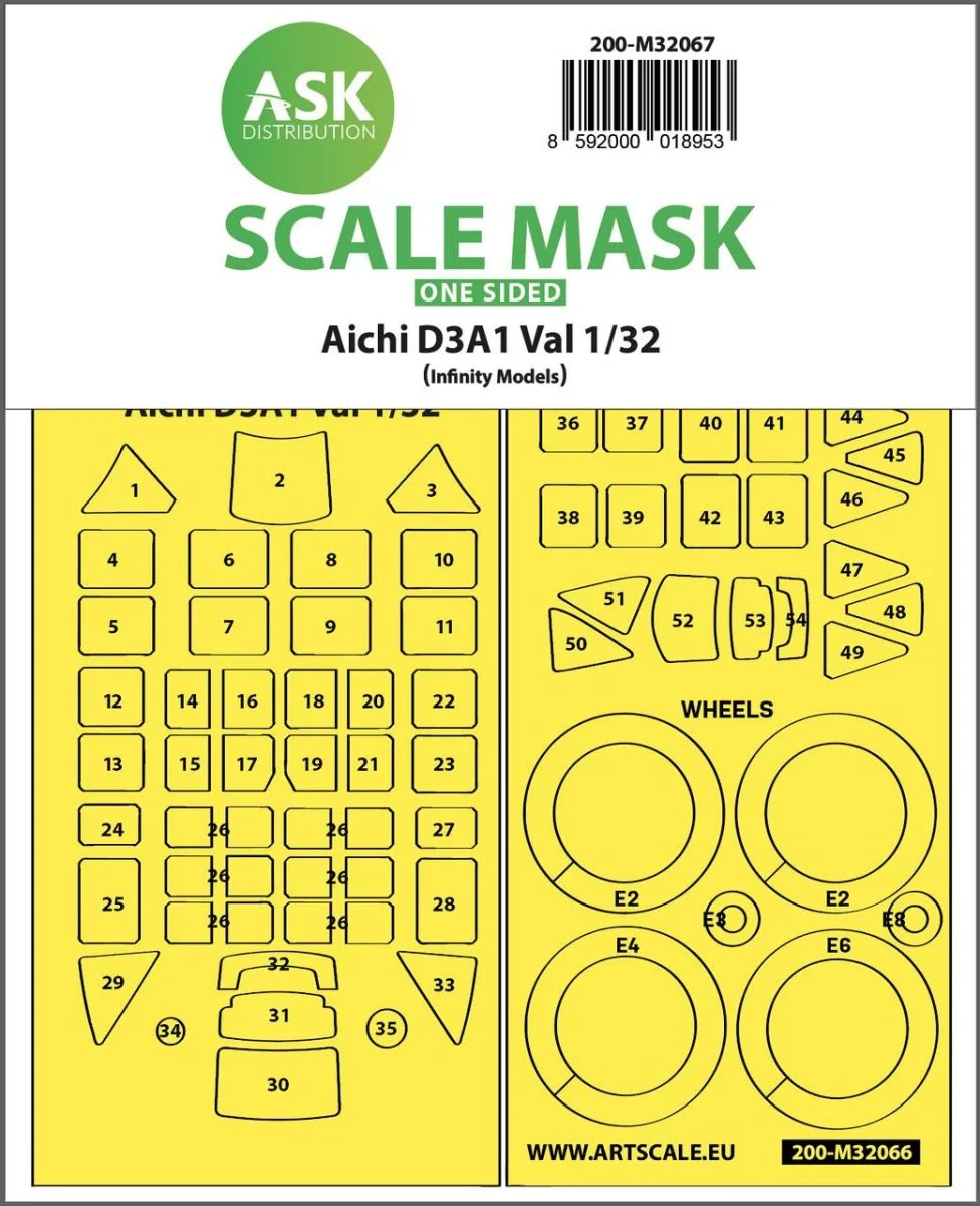 Art Scale 1/32 Art Scale Aichi D3A1 Val one-sided express self adhesive mask for Infinity 3206