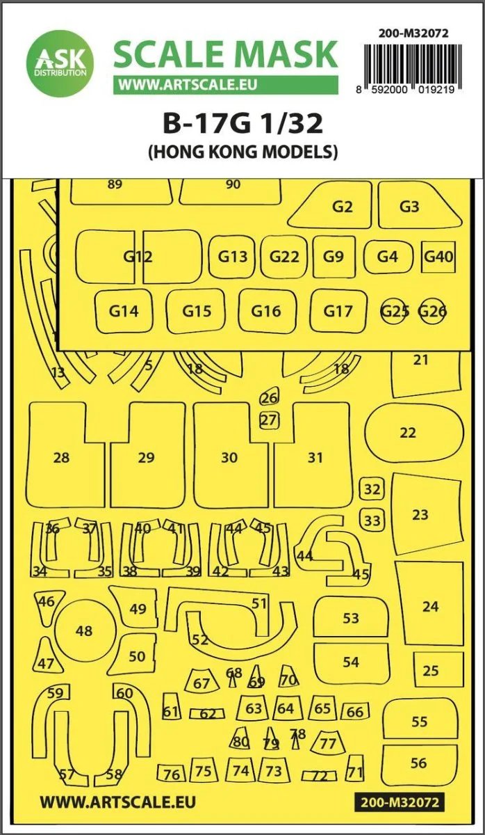 Art Scale 1/32 Art Scale B-17G express fit mask for HK Model