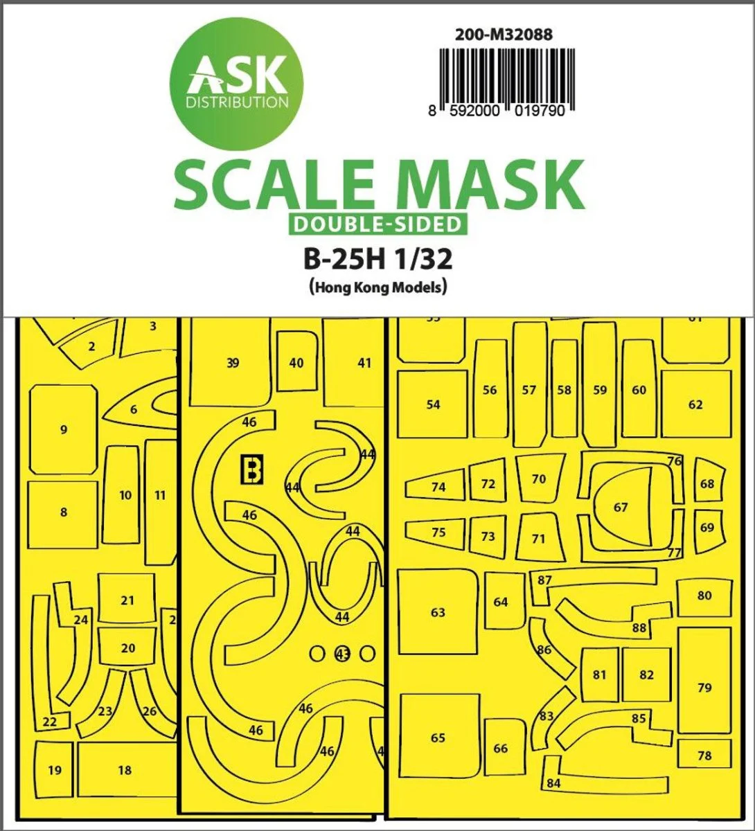 Art Scale 1/32 Art Scale B-25H Mitchell double-sided express fit mask for HK Models