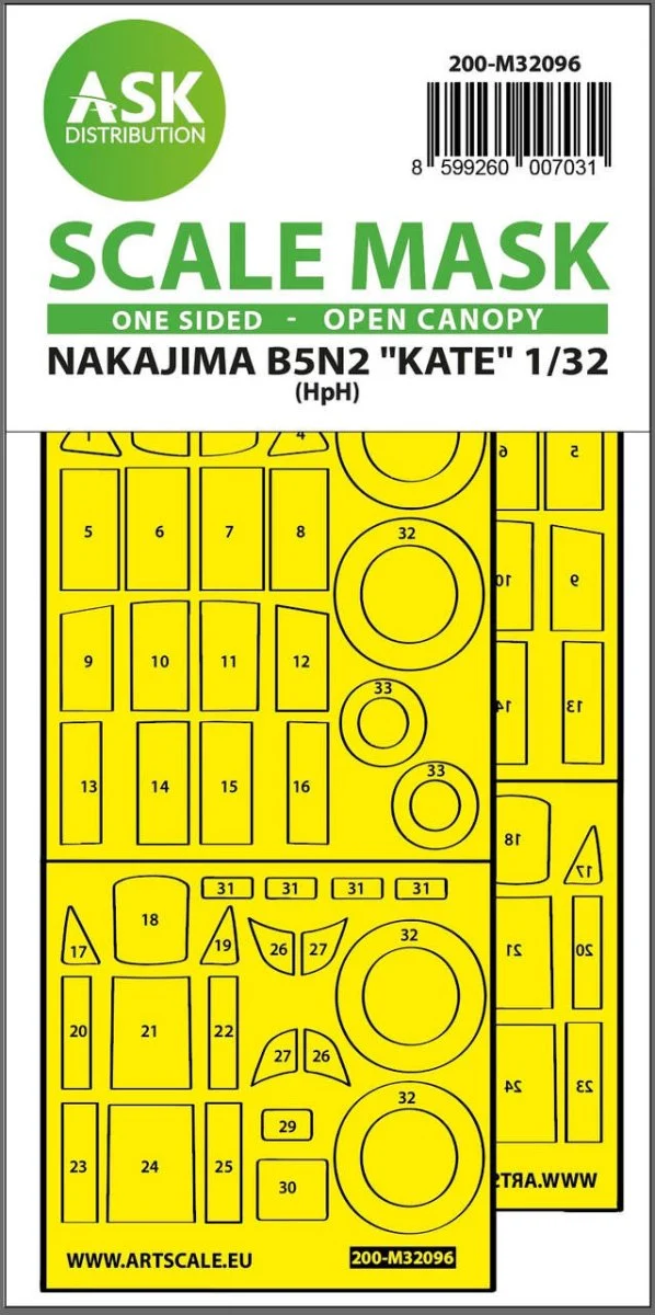 Art Scale 1/32 Art Scale B5N2 Kate open canopy - one-sided express mask for Infinity