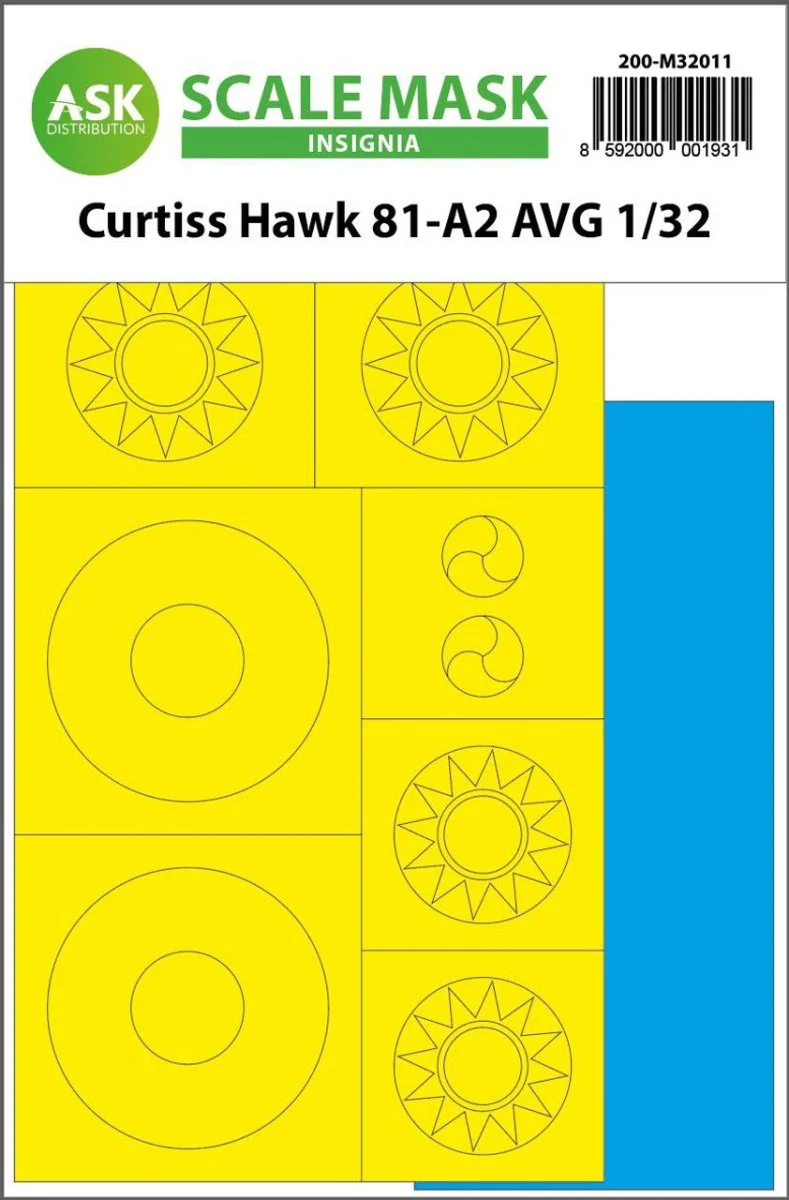 Art Scale 1/32 Art Scale Curtiss Hawk 81-A2 AVG INSIGNIA masks for Great Wall Hobby