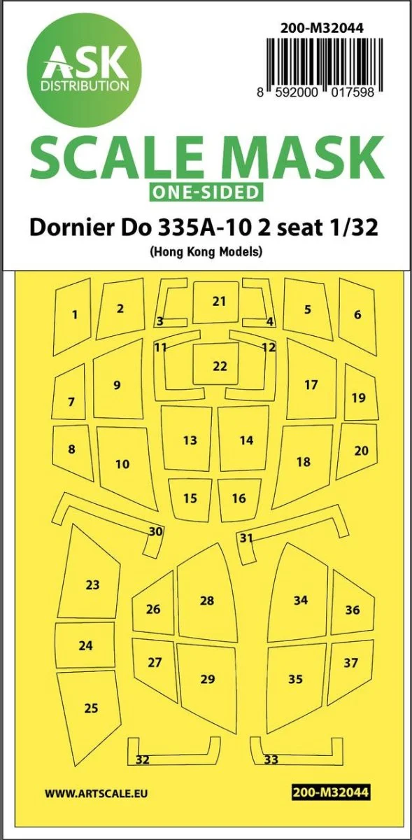 Art Scale 1/32 Art Scale Dornier Do 335A-10 two seater one-sided mask for HK Models