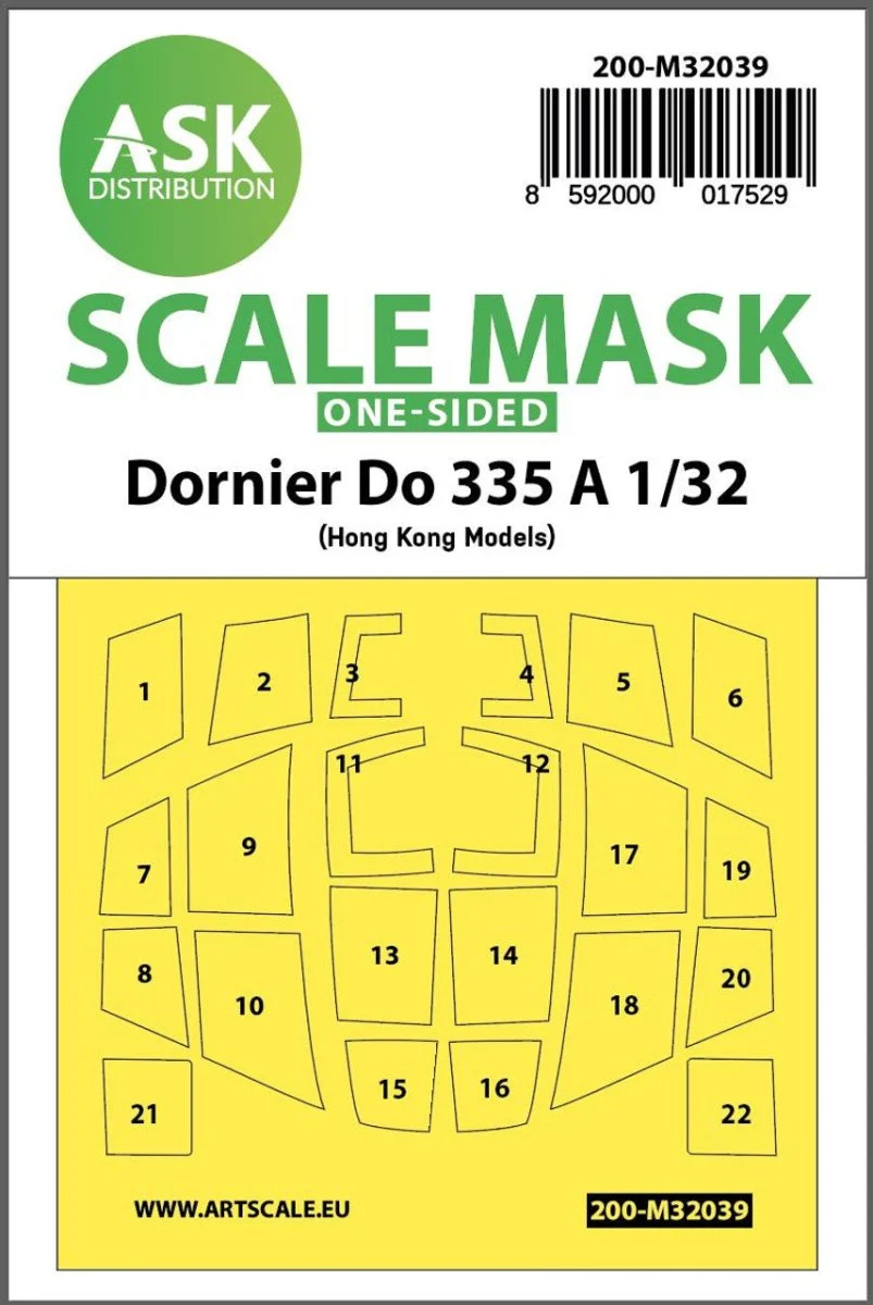 Art Scale 1/32 Art Scale Dornier Do 335A one-sided mask for HK Models