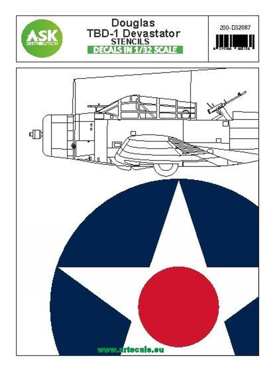 Art Scale 1/32 Art Scale Douglas TBD-1 Devastator - STENCILS