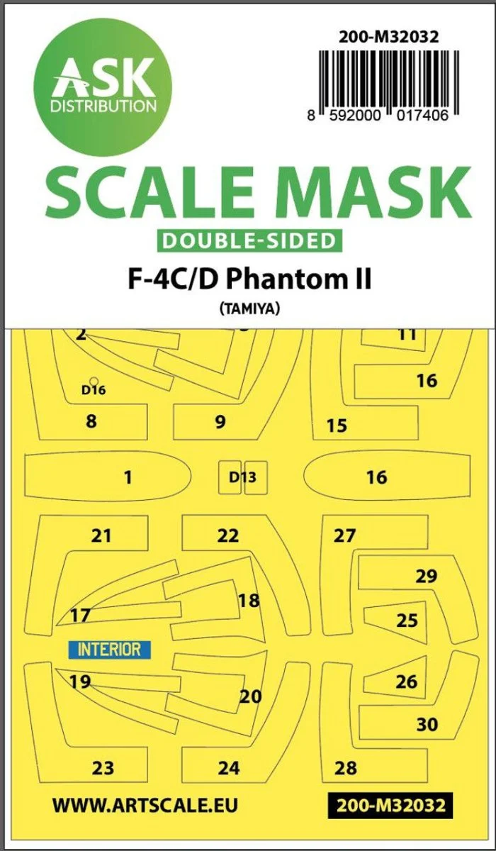 Art Scale 1/32 Art Scale F-4C/D Phantom double-sided mask for Tamiya