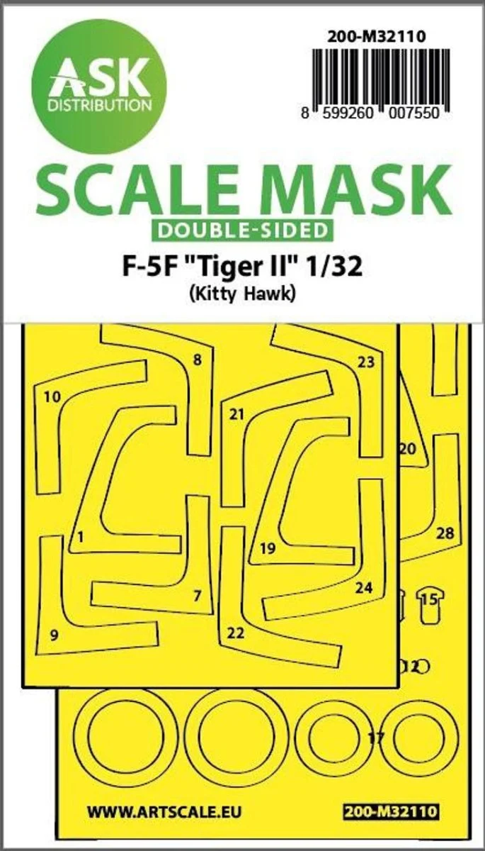 Art Scale 1/32 Art Scale F-5F Tiger II double-sided express fit mask for