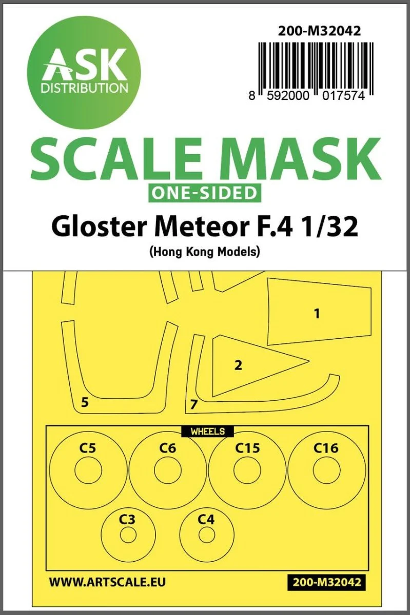 Art Scale 1/32 Art Scale Gloster Meteor F.4 one-sided mask for HK Models