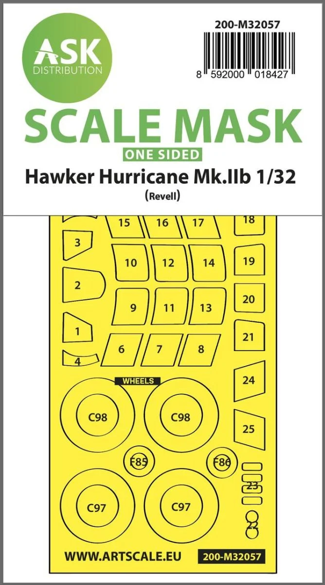 Art Scale 1/32 Art Scale Hawker Hurricane Mk.IIB one-sided express masks for Revell