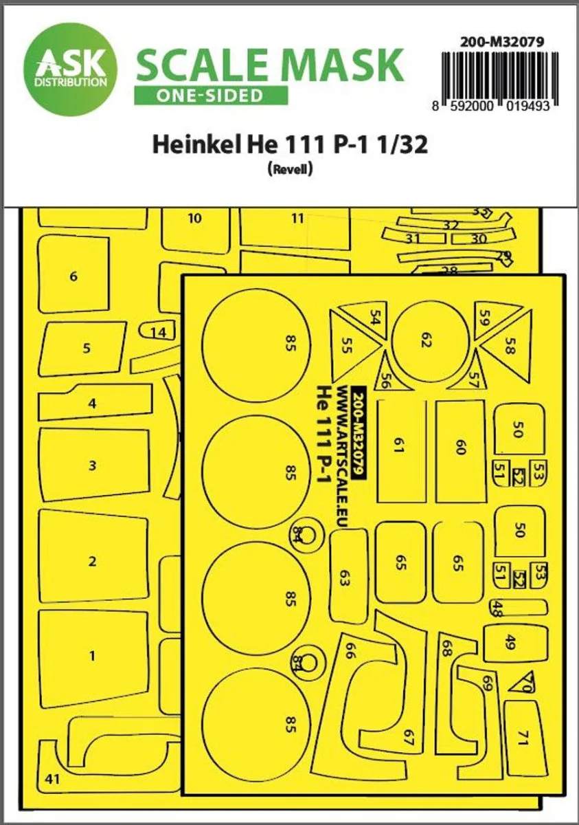 Art Scale 1/32 Art Scale Heinkel He 111P-1 one-sided express fit mask for Revell