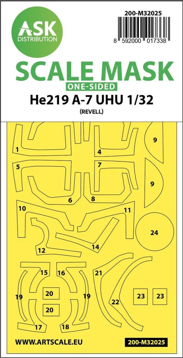Art Scale 1/32 Art Scale Heinkel He 2019A-7 UHU one-sided express masks for Revell