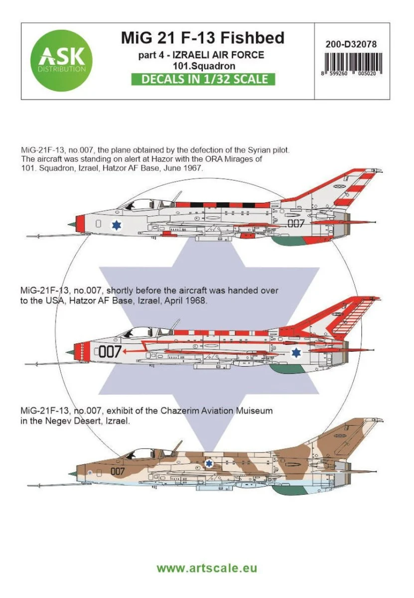 Art Scale 1/32 Art Scale MiG-21F-13 Fishbed part 4 - Izraeli Air Force,101. Squadron