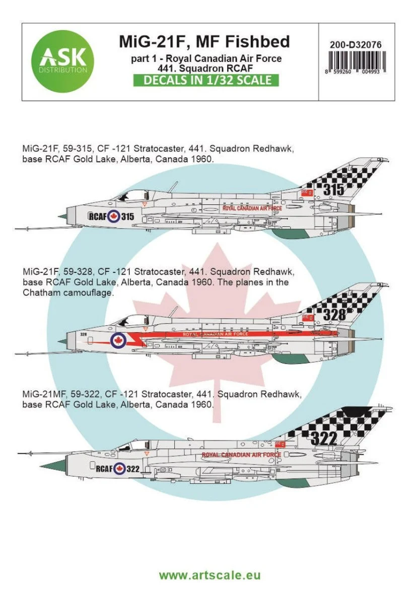 Art Scale 1/32 Art Scale MiG-21F, MF Fishbed / CF-121 Redhawk program - Royal Canadian Air Force, 441. Squadron