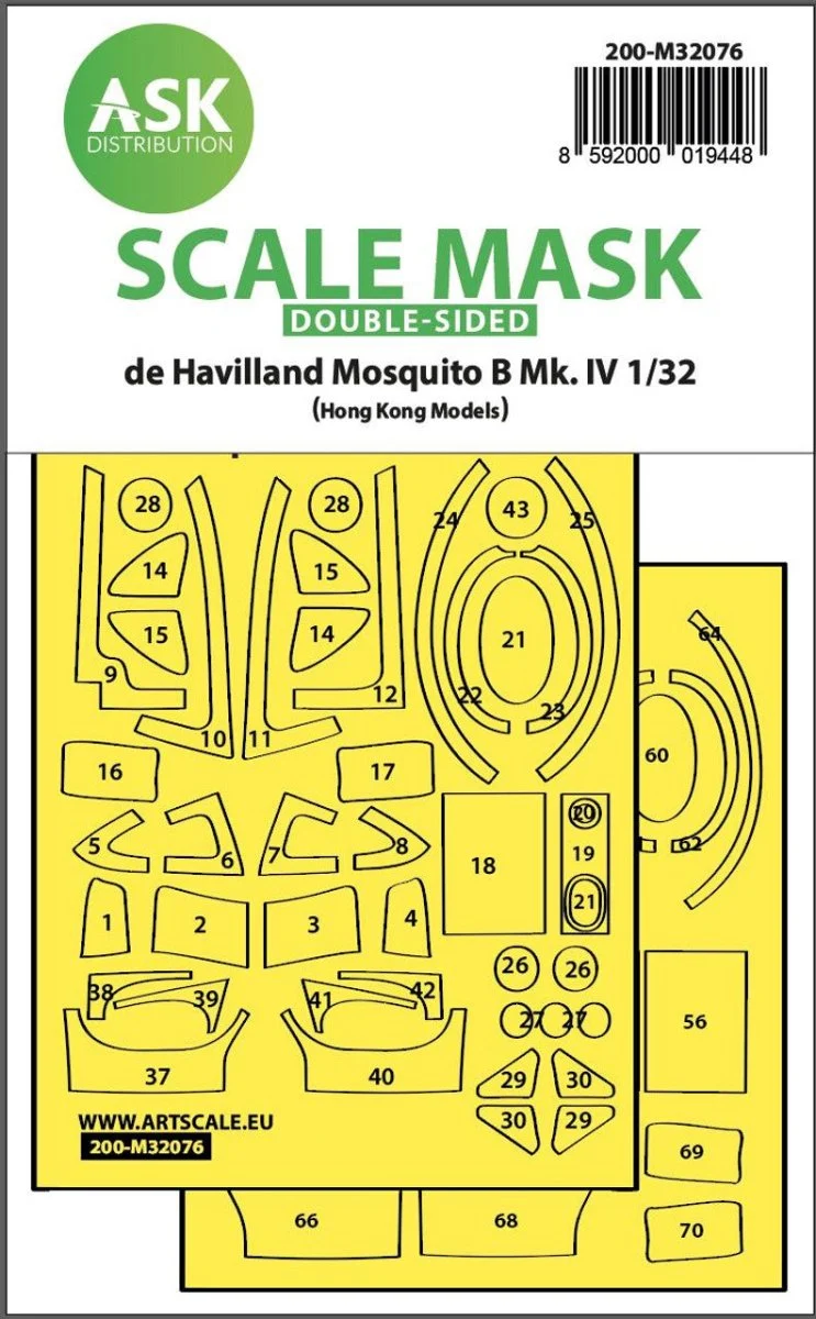 Art Scale 1/32 Art Scale Mosquito B Mk.IV double-sided fit mask for Hong Kong Model