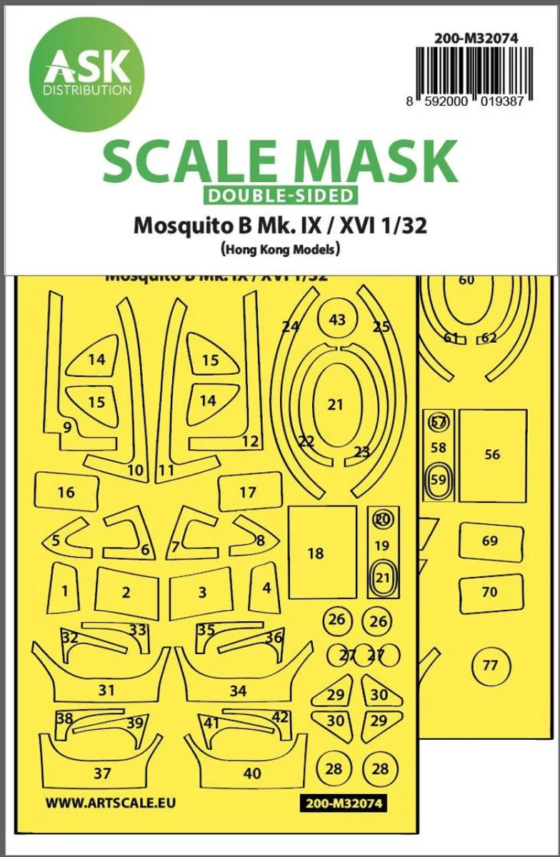 Art Scale 1/32 Art Scale Mosquito B Mk.IX/XVI double-sided fit mask for Hong Kong Model