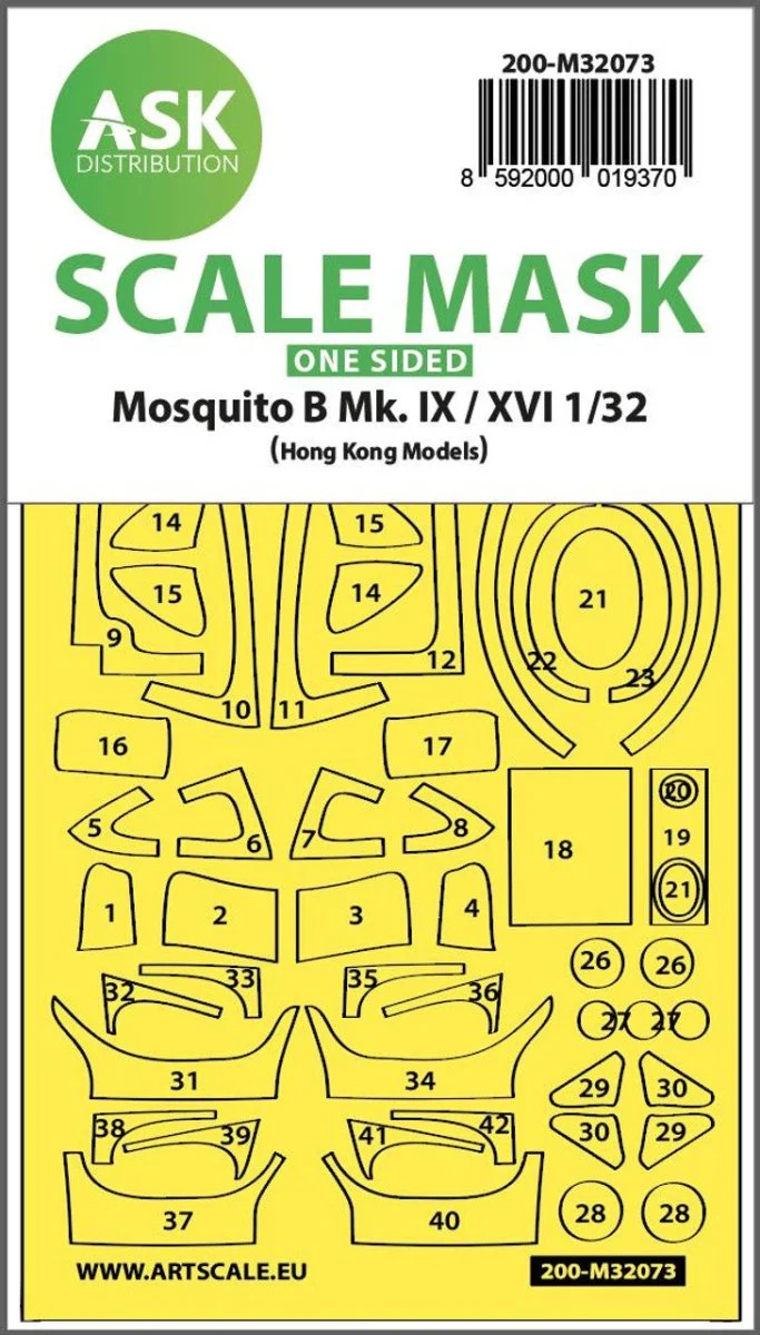 Art Scale 1/32 Art Scale Mosquito B Mk.IX/XVI one-sided fit mask for Hong Kong Model