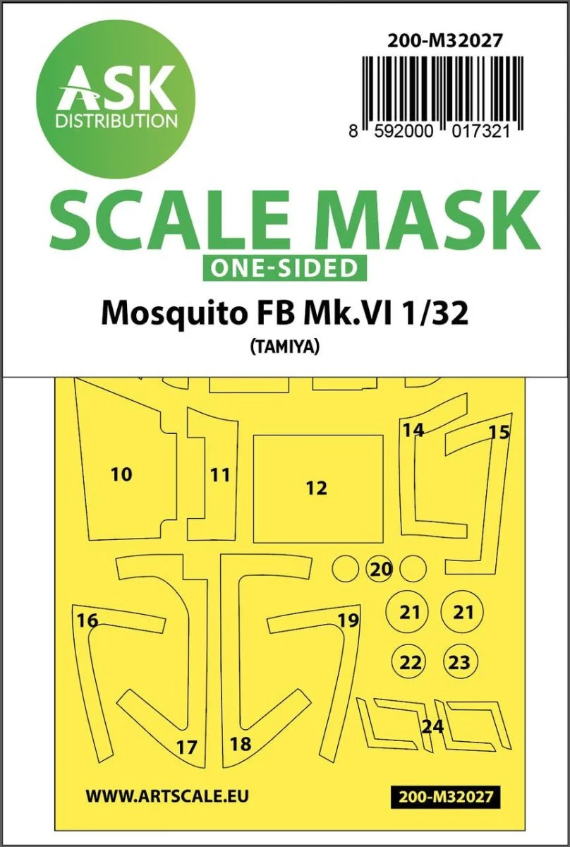 Art Scale 1/32 Art Scale Mosquito FB Mk.VI one-sided express masks for Tamiya