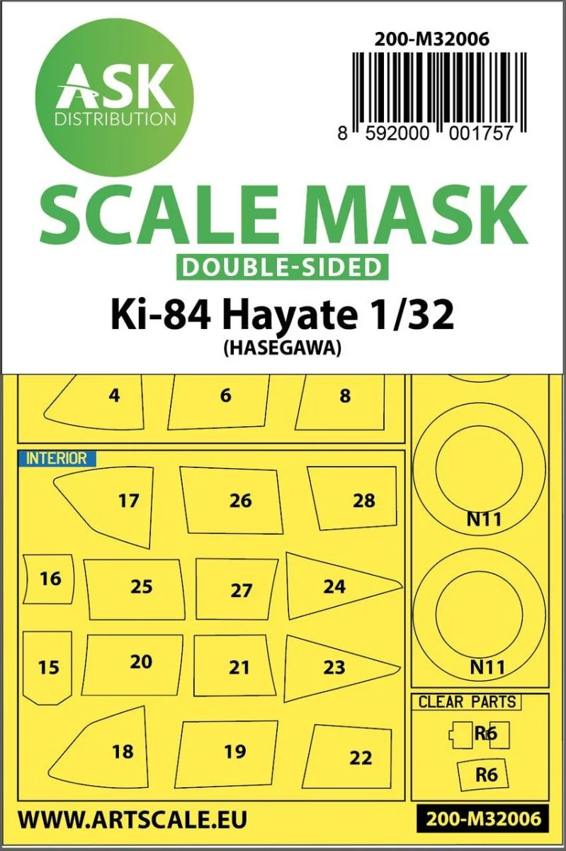 Art Scale 1/32 Art Scale Nakajima Ki-84 Hayate double-sided express mask for Hasegawa