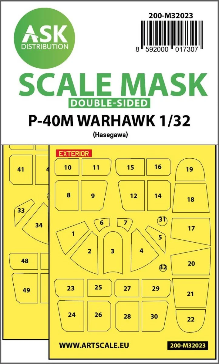 Art Scale 1/32 Art Scale P-40M Warhawk double-sided express masks for Hasegawa/Hobby2000
