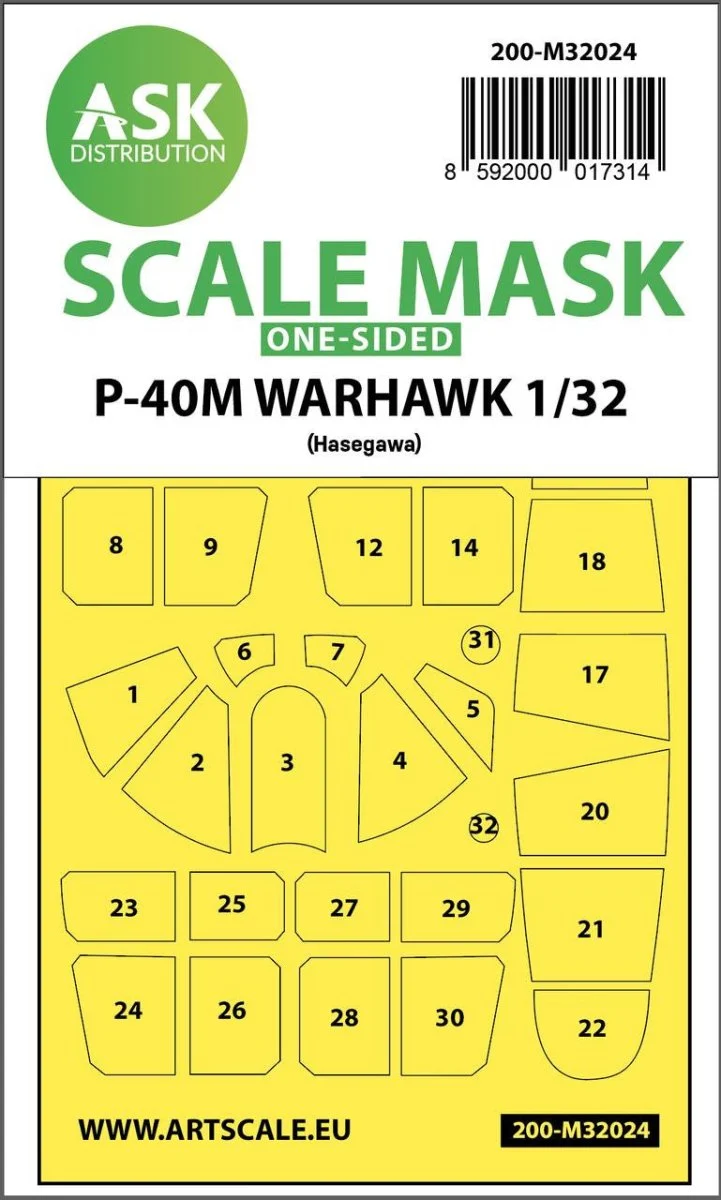 Art Scale 1/32 Art Scale P-40M Warhawk one-sided express masks for Hasegawa