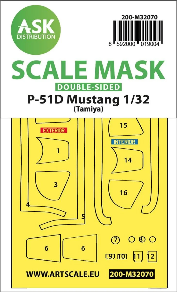 Art Scale 1/32 Art Scale P-51D Mustang double-sided fit mask for Tamiya