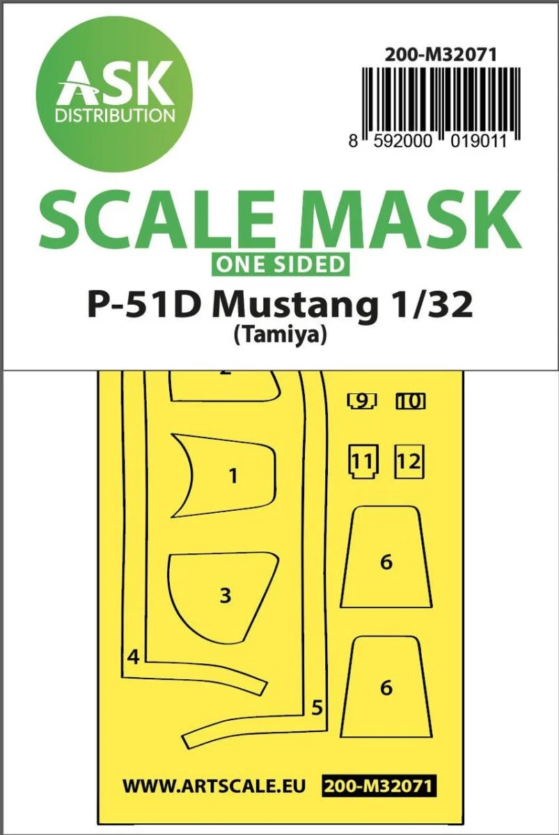 Art Scale 1/32 Art Scale P-51D Mustang one-sided fit mask for Tamiya