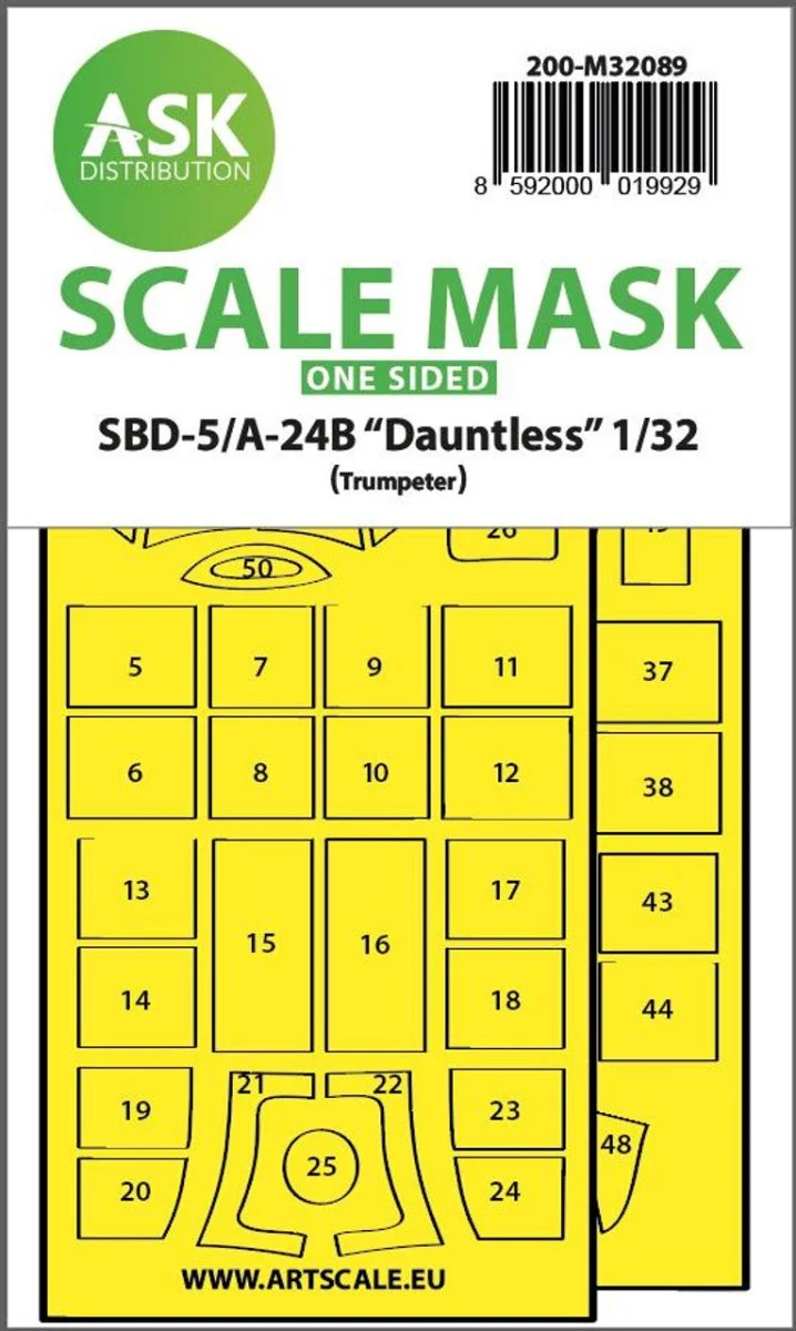 Art Scale 1/32 Art Scale SBD-5/A-24B Dauntless one-sided express fit mask for Trumpeter
