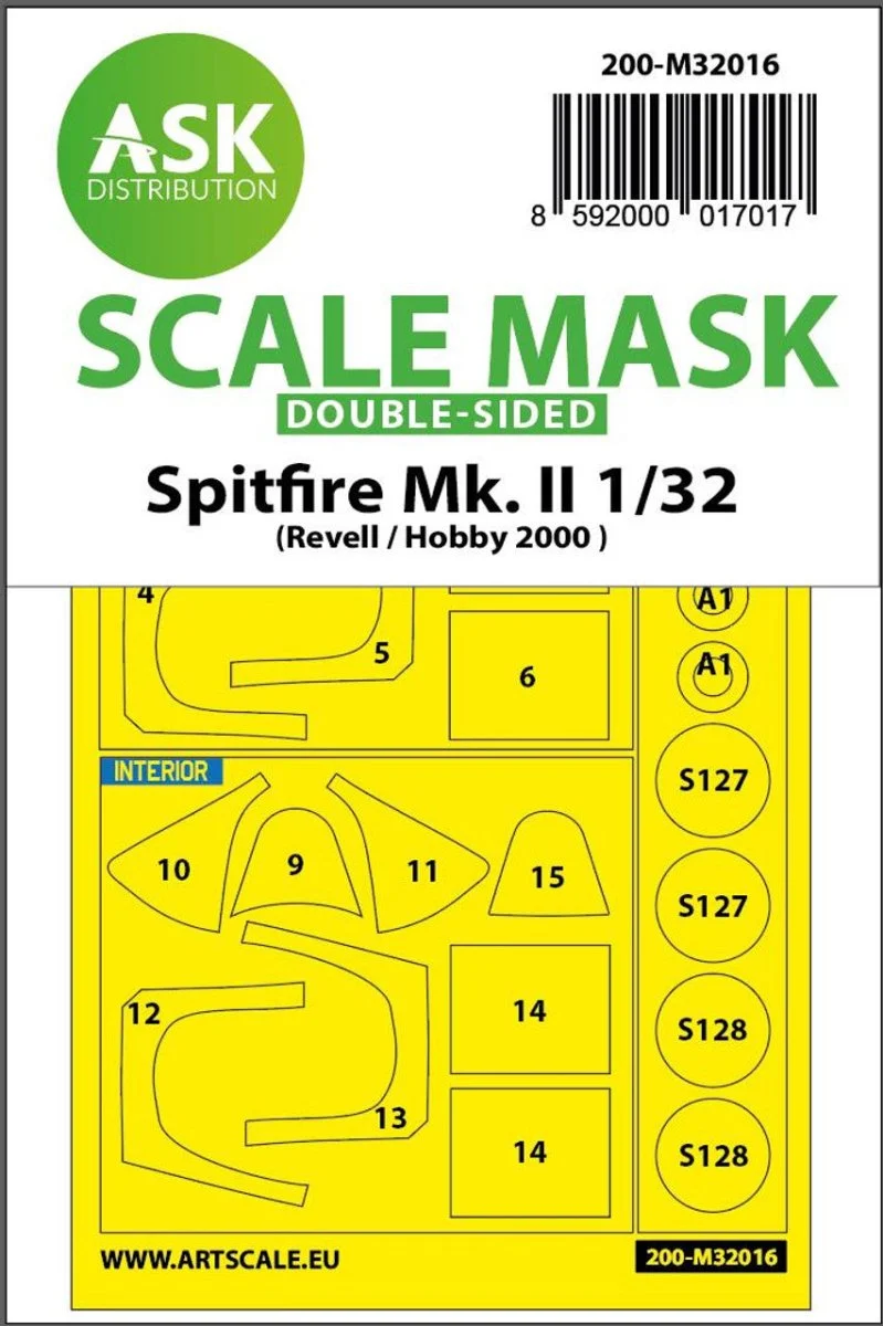 Art Scale 1/32 Art Scale Spitfire Mk.II double-sided express masks for Revell/Hobby2000